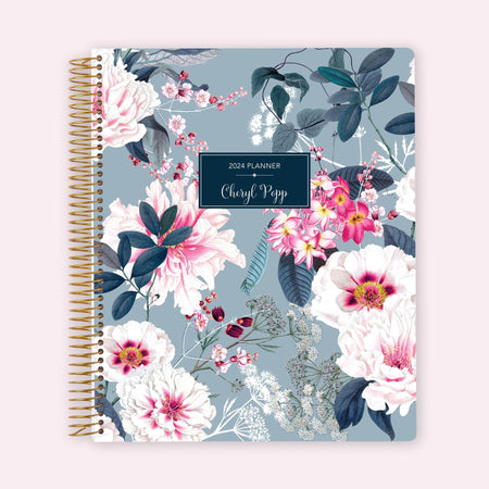 8.5x11 Teacher Planner - Blue Elegant Floral