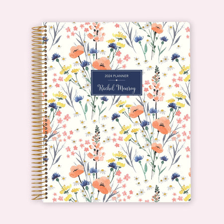 8.5x11 Teacher Planner - Field Flowers Blue