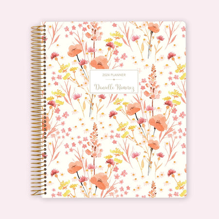 8.5x11 Teacher Planner - Field Flowers Pink