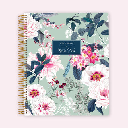 8.5x11 Teacher Planner - Green Elegant Floral