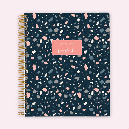 8.5x11 Teacher Planner - Navy Terrazzo