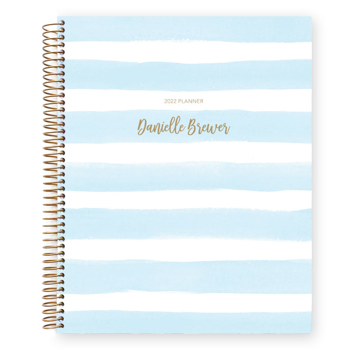 8.5x11 Student Planner - Blue Watercolor Stripes