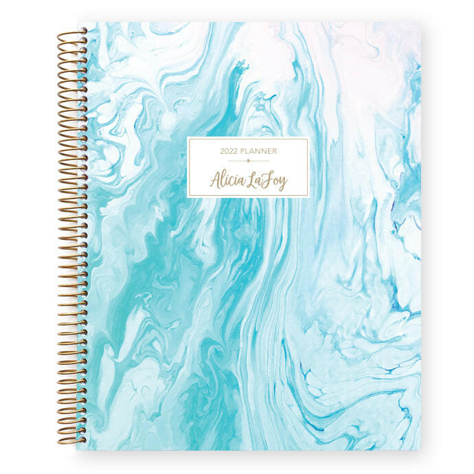 Large Weekly Planner - Aqua Blue Marble