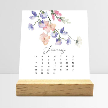 Desk Calendar (Choose Your Start Month) - Flirty Florals