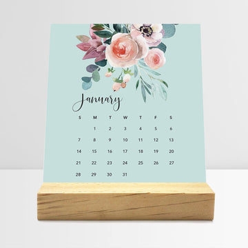 Desk Calendar (Choose Your Start Month) - Floral