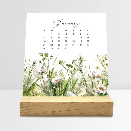 Desk Calendar (Choose Your Start Month) - Meadow Floral