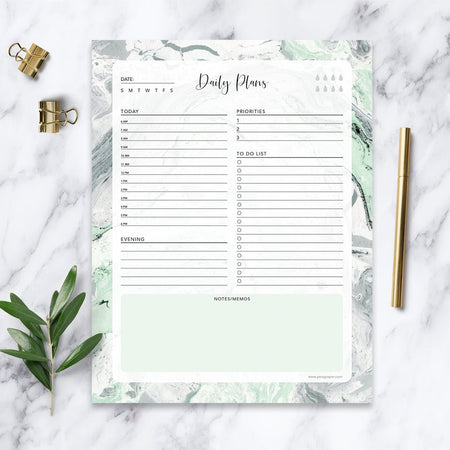 Daily Notepad - Mint Green Marble