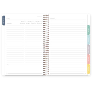 
                  
                    Recipe book layout with ingredients and notes on one page and directions on the facing page.
                  
                